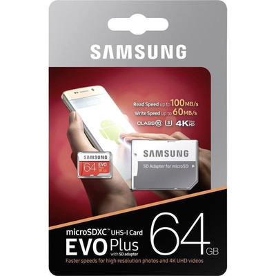 Карта памяти Samsung EVO Plus MicroSDXC 64 Gb 100Mb/s