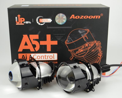 Светодиодная BI-LED линза AOZOOM A5+ Bi-Led 2020, 3.0 дюйма, 35w, 9-16v, крепление 3R и винтом, пара