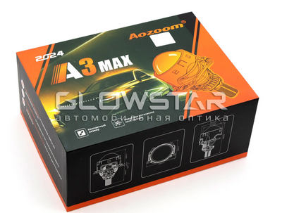 Светодиодная BI-LED линза AOZOOM A3 Max 2024 New, 2.5 дюйма, 5500К, съемное крепление, встроенный драйвер