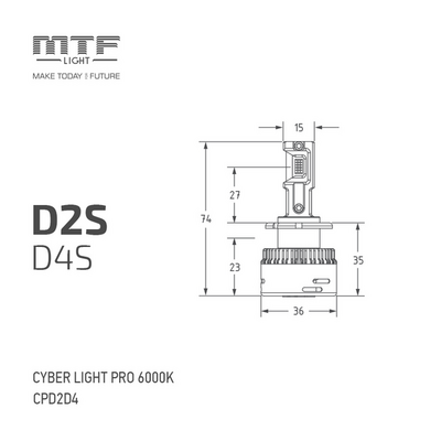 Светодиодная лампа головного света MTF CYBER LIGHT Pro D2S/D4S 6000К (CPD2D4)