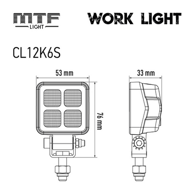 Светодиодная фара MTF доп. освещения 112/24V, 20W, 2000lm, ECE R10 квадратный (CL32K6S)