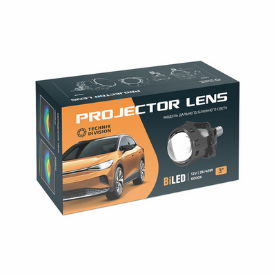 Светодиодная BI-LED линза MTF Светодиодные BiLED модули TECHNIK DIVISION серия PRO духчиповые 12В, 60/65Вт, 6000К, 3", к-т.