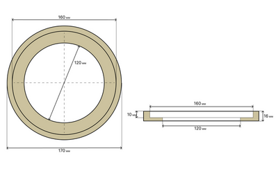 Проставочные кольца Aura ALPHA RSM-13UT Кольца проставочные 13 см. МДФ 16мм утопл. 17x17x4