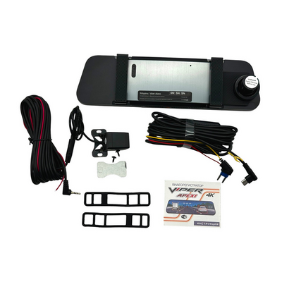 Видеорегистратор Viper APEXI 4K + зеркало+камера заднего вида влагозащищенная