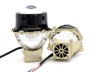 Светодиодная BI-LED линза AOZOOM A9 Original Восходящее солнце 3.0 дюйма, 2 чипа, 5500K, 12V, 50W/58W,крепление 3R (комплект, 2шт) (A9)
