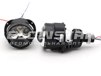 Светодиодная BI-LED линза AOZOOM A29 2025 2.5 дюйма, 4 чипа, 5500K, 12V, 37W/64W, съемное гаечное крепление (комплект, 2шт) (A29)