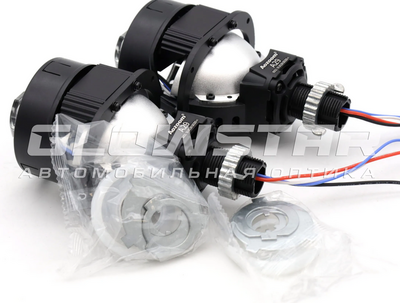 Светодиодная BI-LED линза AOZOOM A29 2025 2.5 дюйма, 4 чипа, 5500K, 12V, 37W/64W, съемное гаечное крепление (комплект, 2шт) (A29)