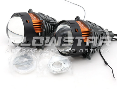 Светодиодная BI-LED линза AOZOOM K9 2025 3.0 дюйма, 2 чипа, 5500K, 12V, 65W/73W, крепление 3R и съемное гаечное (K9)