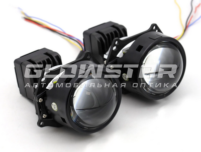 Светодиодная BI-LED линза AOZOOM K3 Dragon Knight New DK200 (III поколение) 3.0 дюйма, 2 чипа, 5500K, 12V, 50W/60W, крепление 3R (комплект, 2шт)