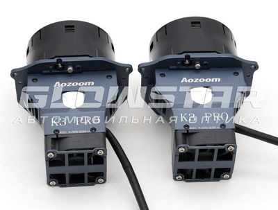 Светодиодная BI-LED линза AOZOOM Билед модули Aozoom K3 Pro 2025 Dragon Knight New (новое поколение) 3.0 дюйма, 2 чипа, 5500K, 12V, 50W/60W, крепление 3R (комплект, 2шт) (K3Pro)