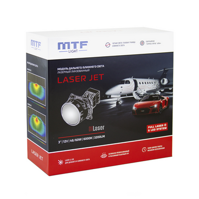 Светодиодная BI-LED линза MTF Bi-Laser&LED серия LASER JET, 12В, 48/60Вт, 6000К, 3" (LS60K60)