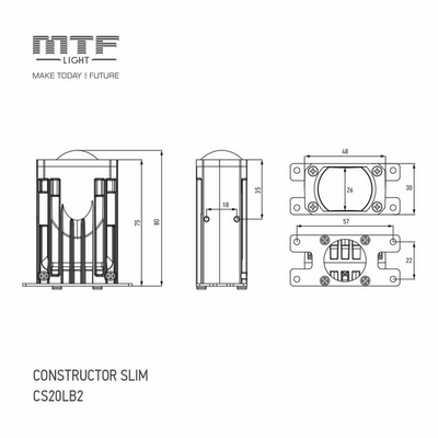 Светодиодная BI-LED линза MTF серия CONSTRUCTOR SLIM ближн, СТГ ступень, 12В, 20ВТ, 6000К, IP65 2шт. (CS20LB2)