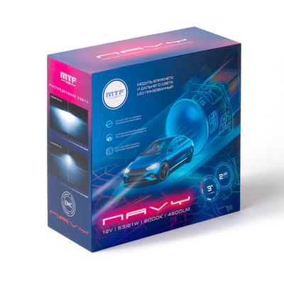 Светодиодная BI-LED линза MTF серия NAVI, 12В, 53/61Вт, 6000К, 3" (HN61K6)