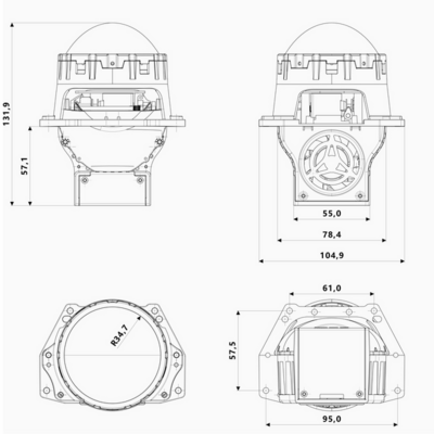Светодиодная BI-LED линза MTF серия PRISMA линзованные, бескорпусные, 12В (PZ80K5)