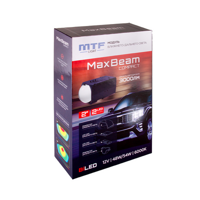 Светодиодная BI-LED линза MTF серия MaxBeam Compact, 12В, 48Вт/54Вт, 6000К, 2 дюйма (HL48K60)