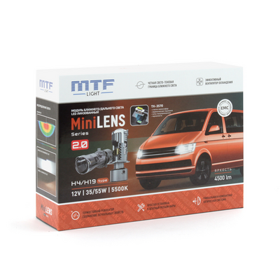 Светодиодная лампа головного света MTF серии MicroLENS H4/H19 (MH4K5)