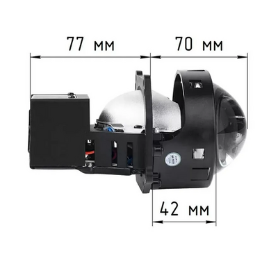 Светодиодная BI-LED линза AOZOOM A10 24 вольта, 3.0 дюйма, 2 чипа, 5500К, 24V, 58W/66W, крепление 3R