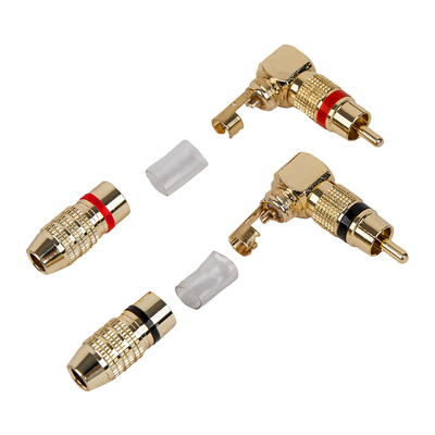 RCA разъем ACV  RCA-65UD, угловой, для кабеля сечением 6 мм, в упаковке 5 пар, длинный