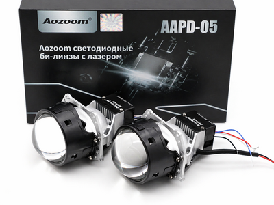 Светодиодная BI-LED линза AOZOOM Gen5 Laser (AAPD-05) 5 пок., 3.0 дюйма, 2 чипа + Лазер, 5500К, 12V, 50W/56W, крепление 3R