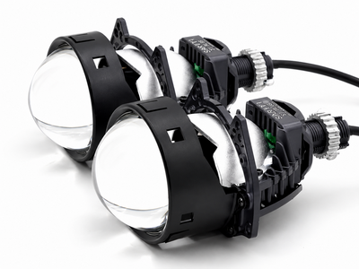 Светодиодная BI-LED линза Sariti S1 Plus 2025 3.0 дюйма, 2 чипа, 5500K, 12V, 53W/61W, крепление 3R и съемное гаечное (пара)
