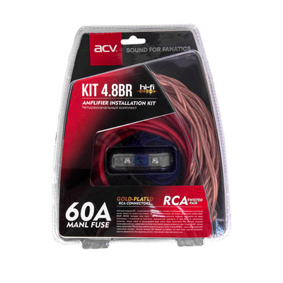 Комплект проводов ACV KIT 4.8BR (4-кан усил-ля 8AWG/Mini ANL 60A)