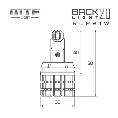 Светодиодная лампа MTF LIGHT серия BACK LIGHT 2.0 в фонарь заднего хода,12В,25Вт,5500К,P21W (RLP21W)