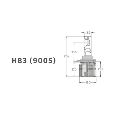 Светодиодная лампа головного света MTF  серия RETROFIT LED, HB3(9005), 30W, 2750lm, 3500K, кулер, к-кт. RTB3K4