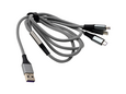 Кабель Aura TPC-UC2S USB>Lightning/MicroUSB/Type-C зарядн. кабель в полиэстер. оболочке, серебро, 1.2 метра